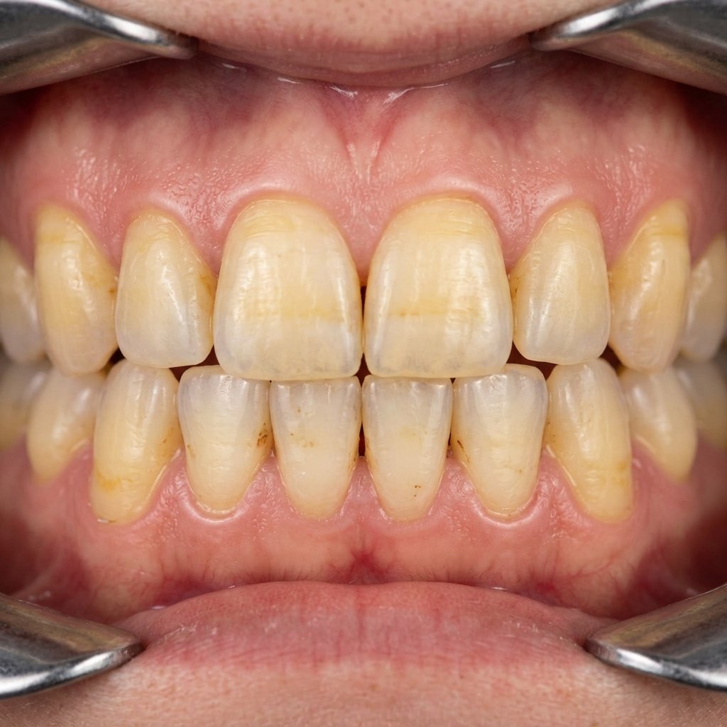Patient teeth before cosmetic whitening treatment at Soni Dental Clinic